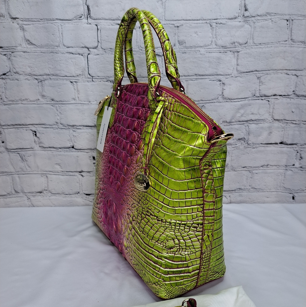 BRAHMIN 'DUXBURY' CROC-EMBOSSED LEATHER SATCHEL/CROSSBODY/TOTE BAG ELCT. OMBRE - Picture 4 of 16